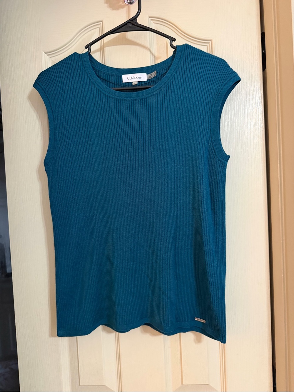 Calvin Klein Teal Ribbed Cap-Sleeve Tank